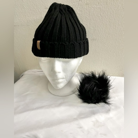 FURTALK Kids Winter Knitted Pom Beanie Bobble Hat Cotton Lined Faux Fur Ball - Picture 4 of 8